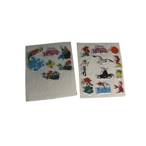 Vintage 1991 Disney Little Mermaid Puffy Sticker Lot Ariel Ursula Sebastian Flou
